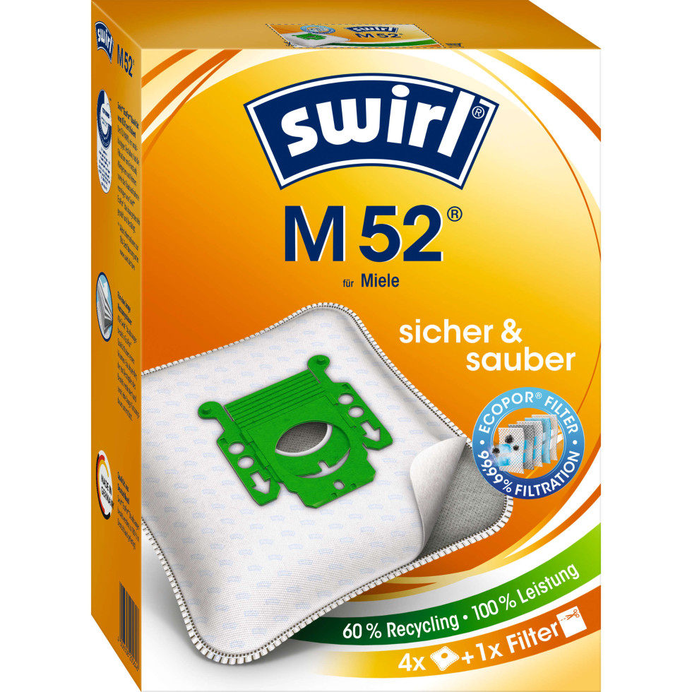 Swirl M 52 EcoPor Staubsaugerbeutel 4 Staubbeutel + 1 Filter