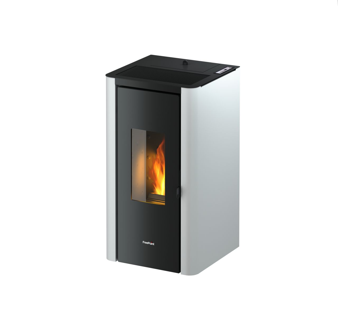 Freepoint Pelletofen Indigo weiß schwarz, weiß, bis 7kW Heizleistung