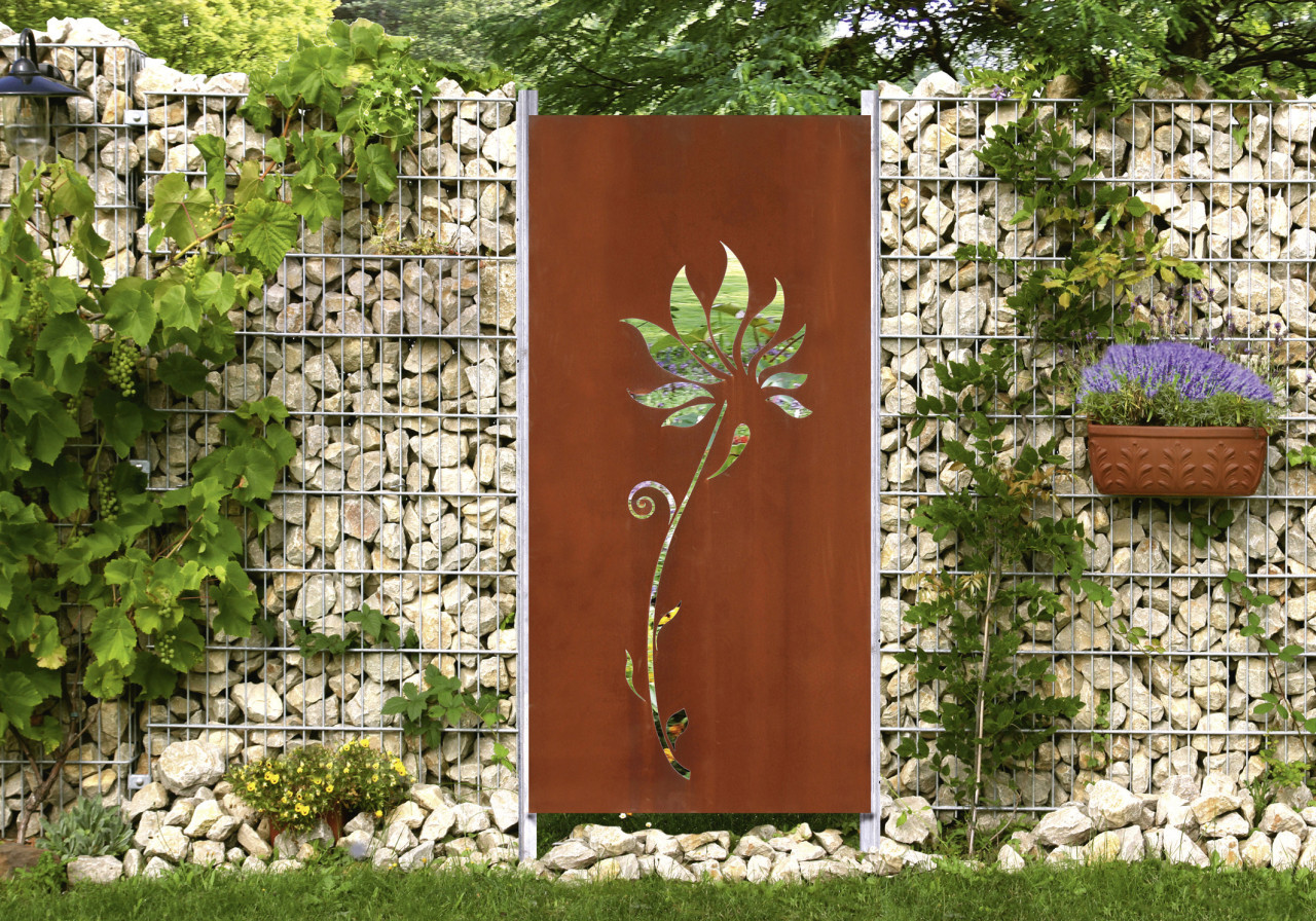 Floraworld Sichtschutz Garten Dekor Lilie 98 x 90 cm rostoptik