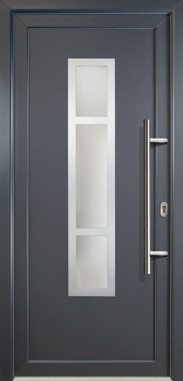 Meeth Haustür Signum PVC Modell 87 108 x 208 cm, DIN rechts, weiß/titan