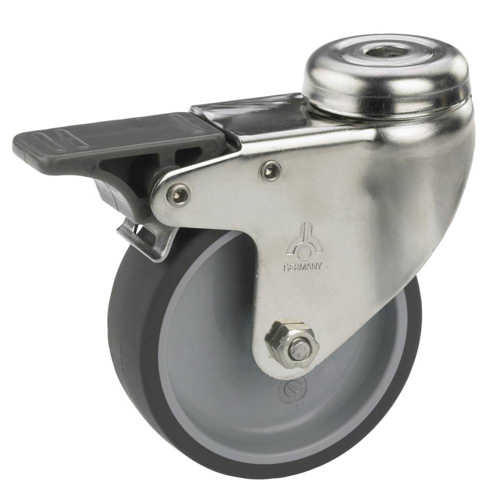 Lenkrolle mit Rückenloch und Totalfeststeller 50 x 18 mm, Tragkr. 40 kg