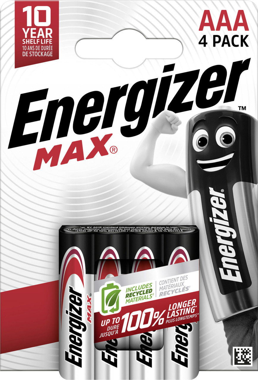 Energizer Max Alkaline Batterie Micro AAA 1,5 V, 4er Pack
