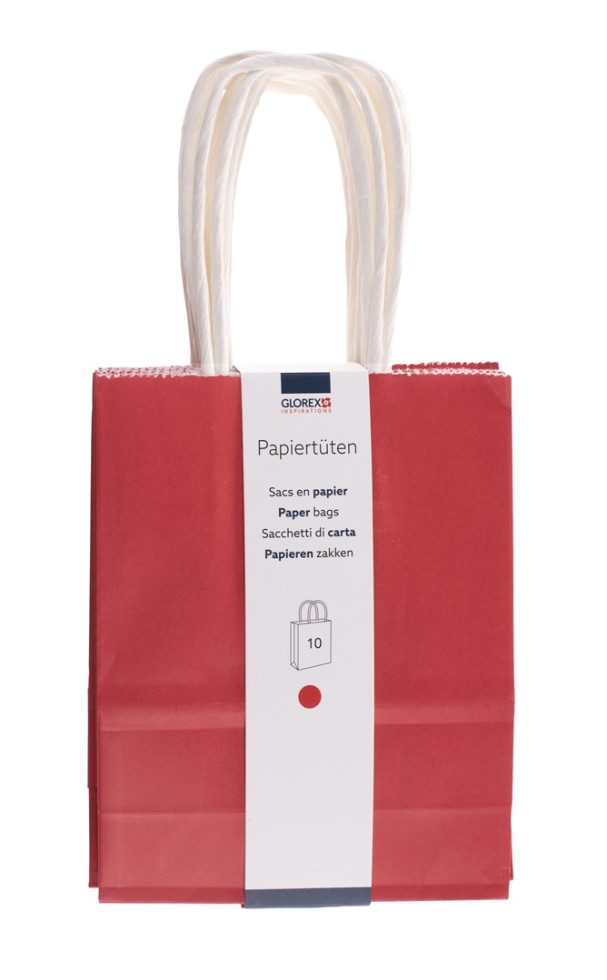 Glorex Papiertragetasche mit Kordelgriff rot 10 Stk. 12 x 15 cm