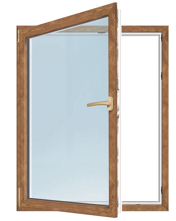 Meeth Fenster 70 x 75 cm DIN links 1 flügelig Dreh-Kipp golden Oak