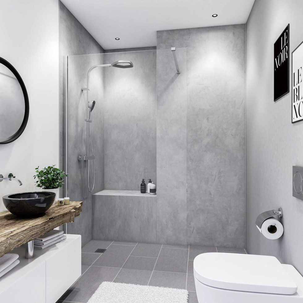 Breuer Duschrückwand Soft-Touch Beton Optik grau Dekor 150 x 255 x 0,3 cm