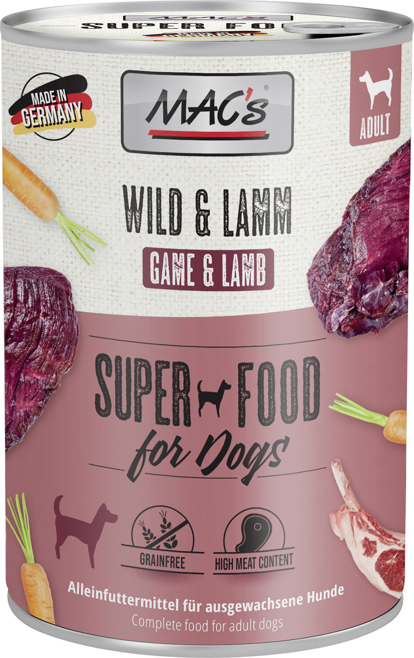 Macs Dog Hundenassfutter Adult getreidefrei 400 g Wild & Lamm