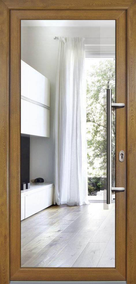 Meeth Haustür Signum PVC Exclusiv PVC Modell 60 88 x 208 cm, DIN rechts, weiß/golden Oak