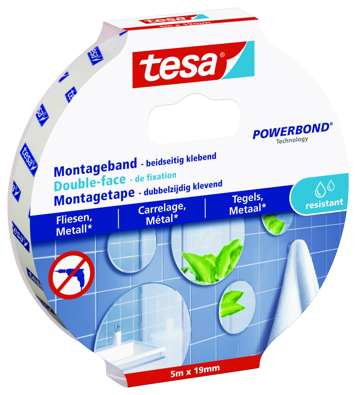 tesa Montageband 5 m x 19mm, weiß