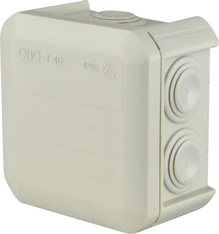 OBO Aufputz-Abzweigkasten 2-fach CD500, IP55 m Kl 90x90x52mm grau
