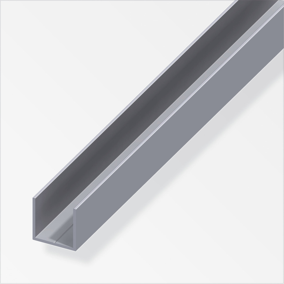 alfer Quadrat-U 2.5 m, 15.5 x 1.5 mm Aluminium roh blank