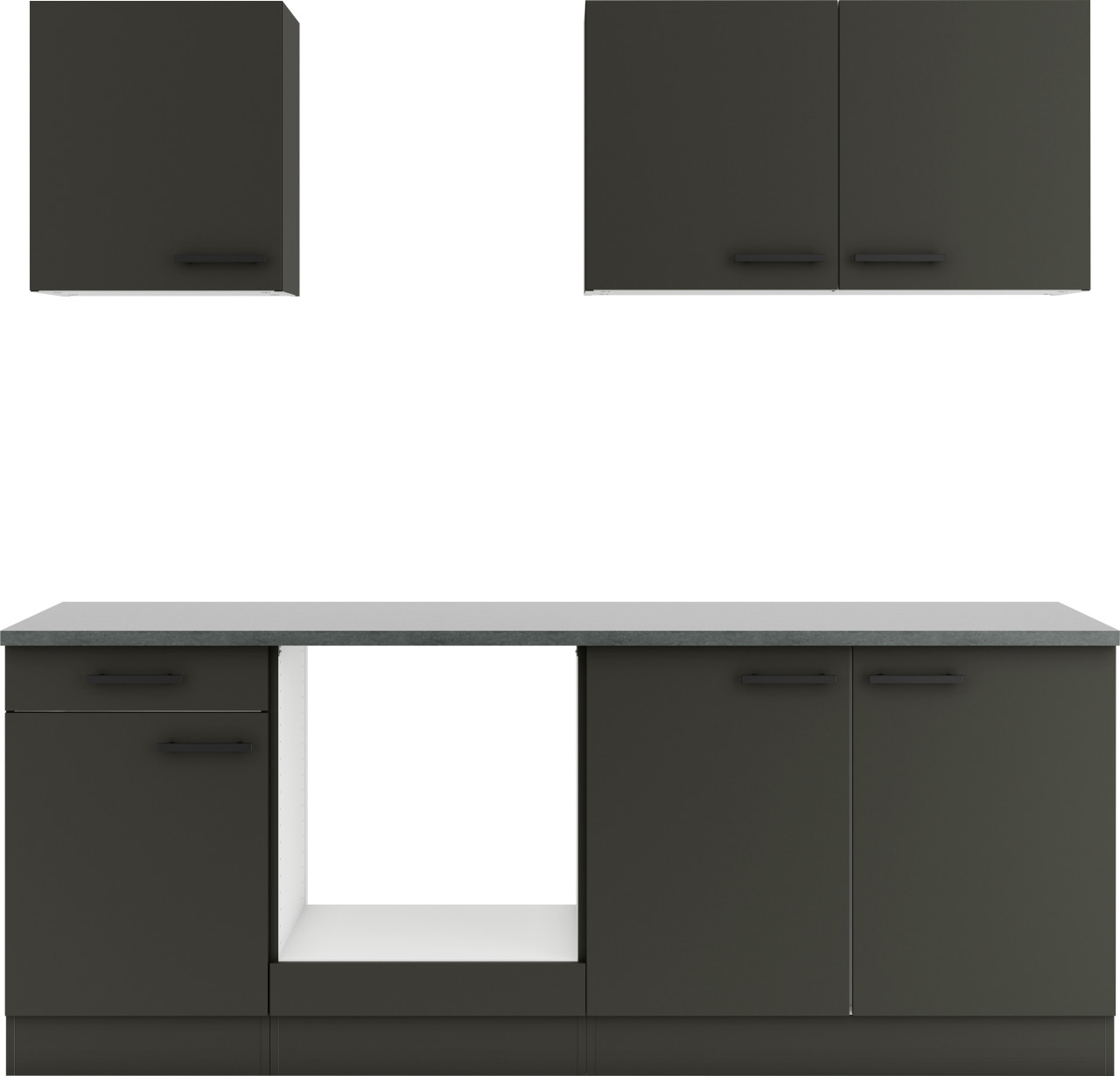 Optifit Küchenzeile Madrid 420 ohne Geräte anthrazit matt 210 cm